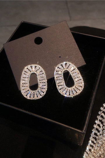 Enkle Rhinestone ovale øreringe
